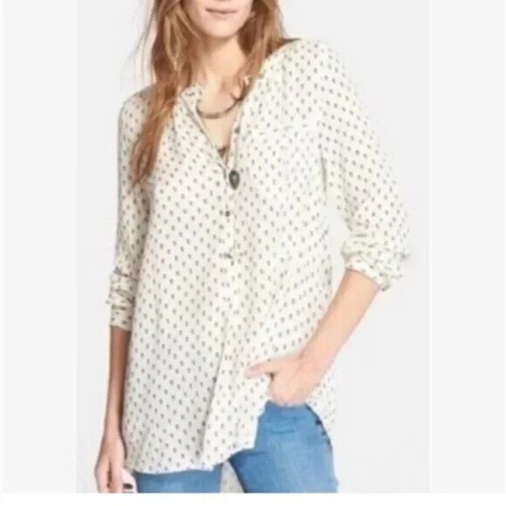 Free People White Polka Dot Tunic